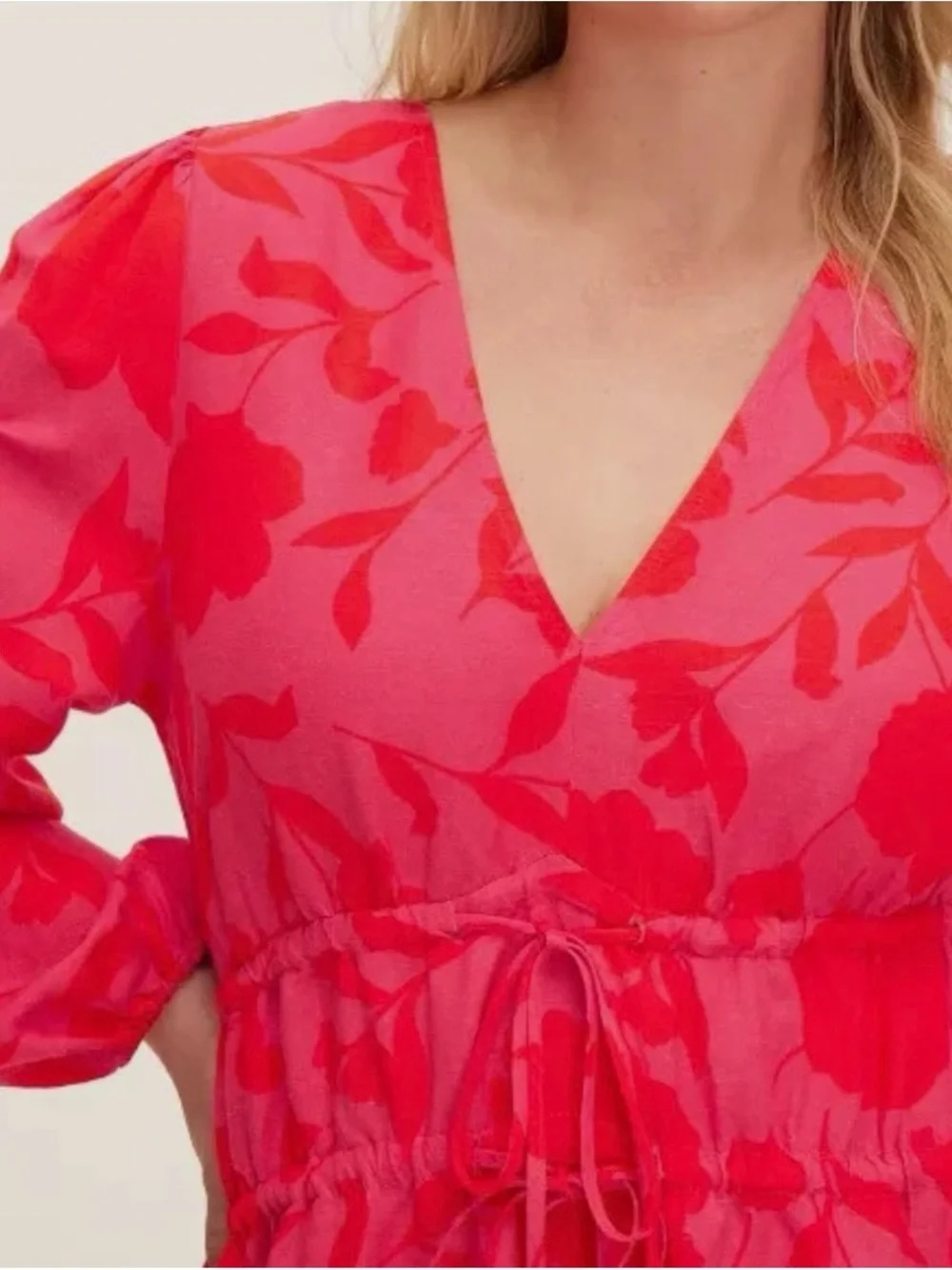 kate Spade x Target Classic Rose Linen Long Sleeve Maxi Dress Pink/Red Sz XL.